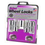 Chrome Long Shank Wheel Lock Set (M12 x 1.5 Thread Size) - Set of 4 Locks, 4 Washers and 1 Key