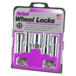 Chrome Extra Long Shank Wheel Lock Set (M12 x 1.5 Thread Size) - Set of 4 Locks, 4 Washers and 1 Key