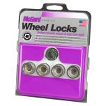 Cone Seat- Under Hub Cap Wheel Lock Set (9/16-18 Thread Size) - Set of 4 Locks and 1 Key