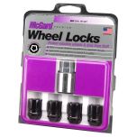 Black Cone Seat Wheel Lock Set (1/2-20 Thread Size) - Set of 4 Locks and 1 Key