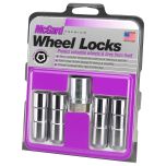 Chrome Cone Seat Wheel Lock Set (9/16-18 Thread Size) - Set of 4 Locks and 1 Key
