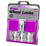 Chrome Cone Seat Wheel Lock Set (1/2-20 Thread Size) - Set of 4; Set of 4 Locks and 1 Key