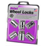 Chrome Cone Seat Wheel Lock Set (7/16-20 Thread Size) - Set of 5 Locks and 1 Key