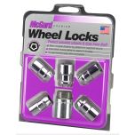 Chrome Cone Seat Wheel Lock Set (M12 x 1.5 Thread Size) - Set of 5 Locks and 1 Key