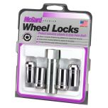 Chrome Tuner Style Cone Seat Wheel Lock Set (M14 x 1.5 Thread Size) - Set of 4; Set of 4 Locks and 1 Key