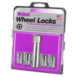 Chrome Tuner Style Cone Seat Wheel Lock Set (M12 x 1.5 Thread Size) - Set of 4 Locks and 1 Key