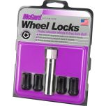 Black Tuner Style Cone Seat Wheel Lock Set (M12 x 1.5 Thread Size) - Set of 4 Locks and 1 Key