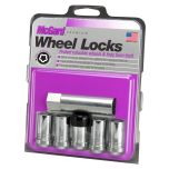 Chrome Tuner Style Cone Seat Wheel Lock Set (M14 x 1.5 Thread Size) - Set of 5 Locks and 1 Key