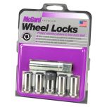Chrome Tuner Style Cone Seat Wheel Lock Set (1/2-20 Thread Size) - Set of 5 Locks and 1 Key