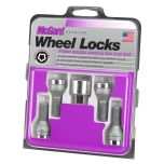 Chrome Bolt Style Cone Seat Wheel Lock Set (M12 x 1.25 Thread Size) - Set of 4 Locks and 1 Key