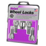 Chrome Bolt Style Cone Seat Wheel Lock Set (M14 x 1.5) - Set of 4; Set of 4 Locks and 1 Key